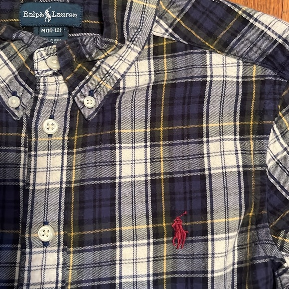 Ralph Lauren blue & black plaid boys button down - Picture 6 of 6